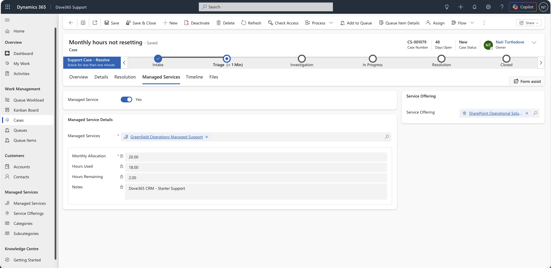 Dove365 Support case managed services